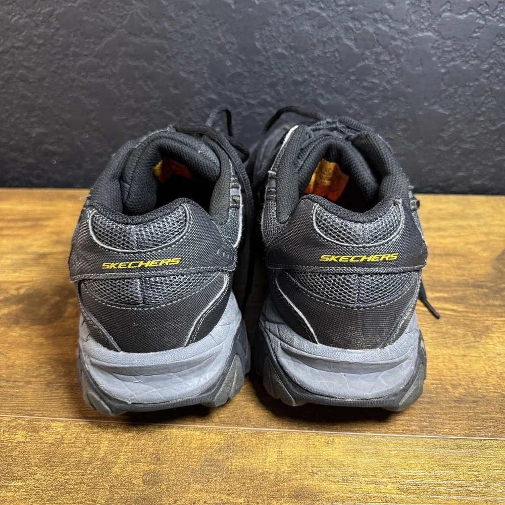 Skechers Blais 77055W Black Leather Steel Toe Work Safety Shoes Mens 10.5 Wide